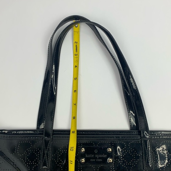 Kate Spade Black Shiny Patent Leather Tote Bag Tan spade lined with pockets - Picture 12 of 16